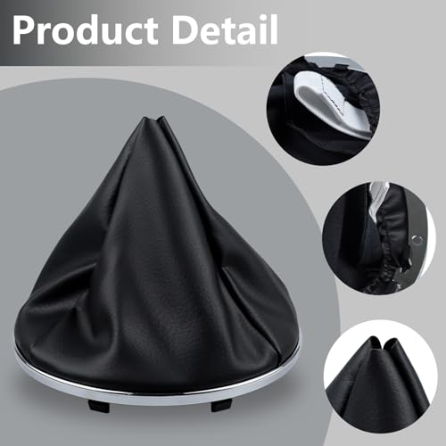 Hohitenz Schaltsack Set in Kunstleder mit Sicherungsring und verchromtem Rahmen kompatibel mit Fiat 500 500C 2007–2015 – ABS Träger, Schaltgetriebe