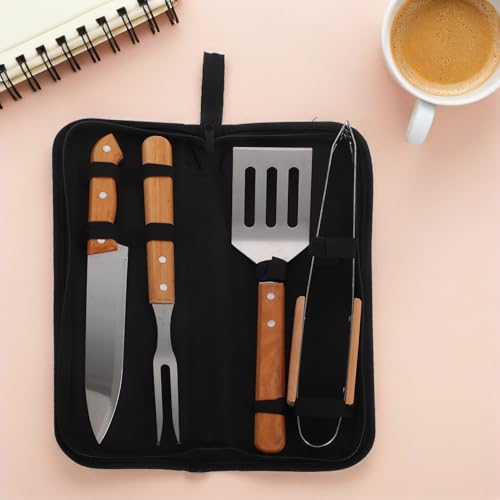 Set de utensilios parrilleros de acero inoxidable con bolsa miniatura 5