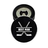 Stainless Steel Hockey Puck Bottle Opener Gift for The Best Man Groomsmen Printed Puck - Custom Wedding Hockey Puck Proposal Gift Ring Bearer Officiant Magnetic Cap Catcher & Present for Men -  Buffalo Bottle Craft