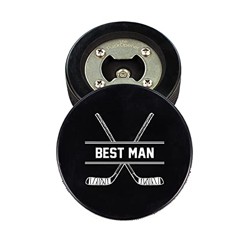 Stainless Steel Hockey Puck Bottle Opener Gift for The Best Man Groomsmen Printed Puck - Custom Wedding Hockey Puck Proposal Gift Ring Bearer Officiant Magnetic Cap Catcher & Present for Men -  Buffalo Bottle Craft