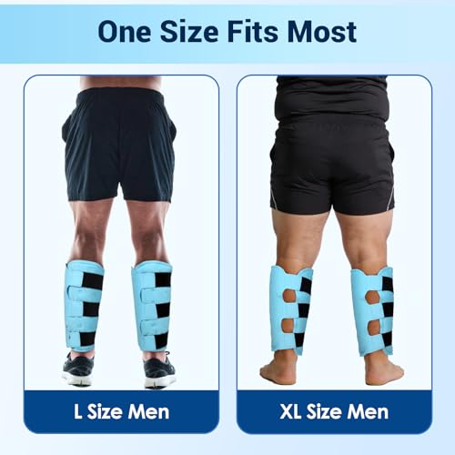 Image of Comfytemp Extra Large Calf Shin Splint Ice Packs for Injury Reusable Gel, Knee Cold Pack, Hot Cold Compress Sleeve for Swelling, Tendonitis, Elbow, Leg, After Surgery Choice, 2 Pcs, L - XL