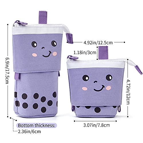 CICIMELON-Cute-Pencil-Case-Standing-Pen-Holder-Telescopic-Pen-Pouch-Bag-Office-Organizer-Aesthetic-Supply-for-Girls-Boys-Student-Women-Adult-Purple