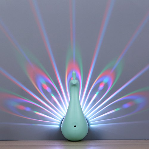 Edelin LED Night Light, Peacock Wall Light, Originality Modern Decorative Lighting Bedroom Projection lamp (Green)