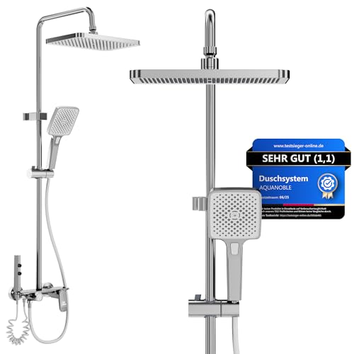 AquaNoble Aufputz Duschsystem mit Thermostat & Ablage...