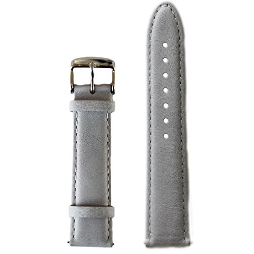 Bracelet Montres Universel BULLAZO en Cuir 20mm | Bracelet à Fermeture Rapide avec Fonction de Changement Rapide | Bracelet en Cuir Gris | Fermoir en Argent | pour Dames Hommes Cover