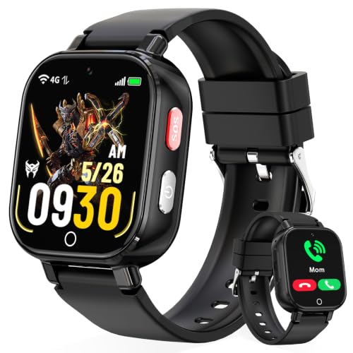 Transformers 4G Kids Smart Watch Phone, GPS, Video Call, Waterproof - Black - image 1