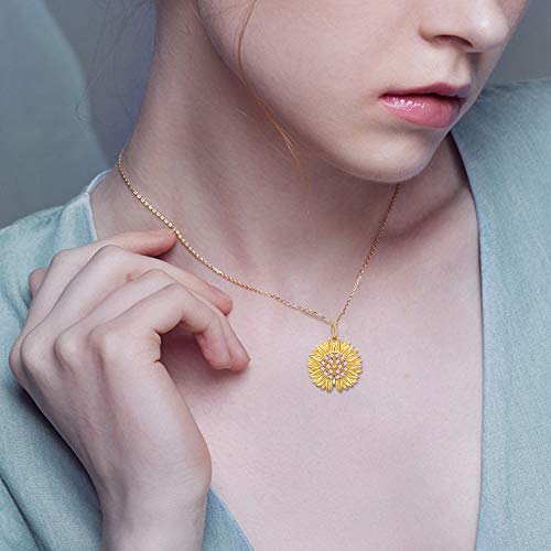 You are My Sunshine Necklace Sterling Silver Sunflower Locket Necklace for Women Sunflower Jewelry Gifts for Daughter/Wife/Sister/Mom2