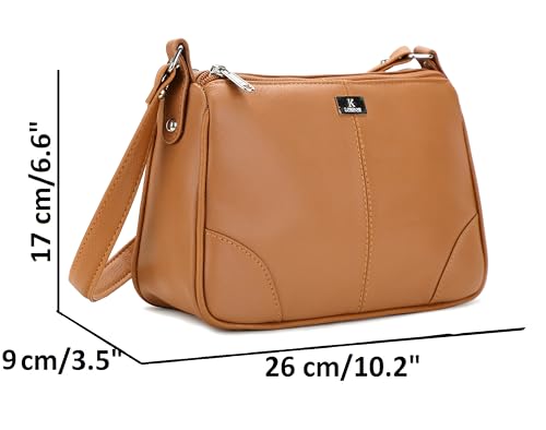 Image of K London Women's Cross Body Sling Bag Genuine Leather Sling Bag for Women - Girls Travel Crossbody Bags with Adjustable Strap - Ladies Shoulder Purse Stylish Handbag