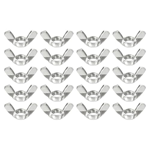 sourcing map M10x1.5 Wing Nut 25 Pcs, 201 Stainless Steel Butterfly Wing Nuts Fasteners Parts Hand Twist Tighten Wing Nuts for Machinery Electronic Equipment DIY, Silver Tone