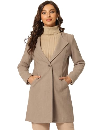 Allegra K Women's Winter Overcoat Lapel Collar Single Breasted Outerwear Long Pea Coat