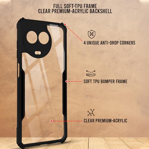 Image of Jkobi Back Cover Case for Realme C67 (Shockproof with Polycarbonate Clear Panel | Professional Black)