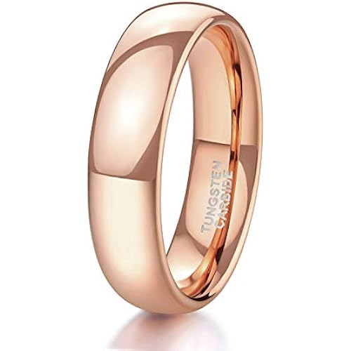 TRUMIUM 2mm 4mm 6mm 8mm Tungsten Wedding Band Ring for Men Women | Silver/Rose Gold Plated/Rainbow/Gold Plated, Domed High Polish, Engagement Promise Rings, Comfort Fit, Size 4-15