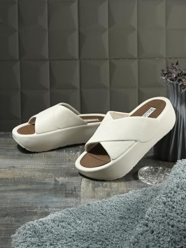 Image of DOCTOR HEALTH SUPER SOFT Women's Orthopedic Cross Strap Slides | Ultra Soft Cushioned Lightweight Slip-On Slippers | Anti-Skid Comfortable Platform Sandals for Everyday Wear
