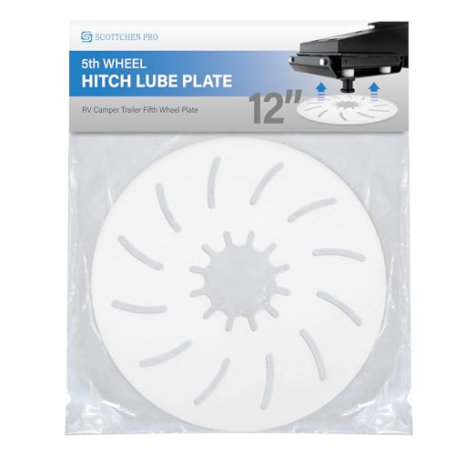 Image of 5th Wheel Hitch Lube Plate 12 Inch White (1 Pack) - RV Camper Trailer Kingpin Friction Pad - No Grease Needed, Silences Squeaks & Protects Hitch Head - Universal Fit