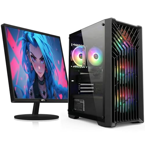 STGAubron Gaming PC Bundle with 24 Inch FHD LED Monitor- Intel Core i7 up to 3.9G, GeForce RTX 2060 6G, 32GB RAM, 512GB SSD, RGB Fan x4, Windows 11 Home