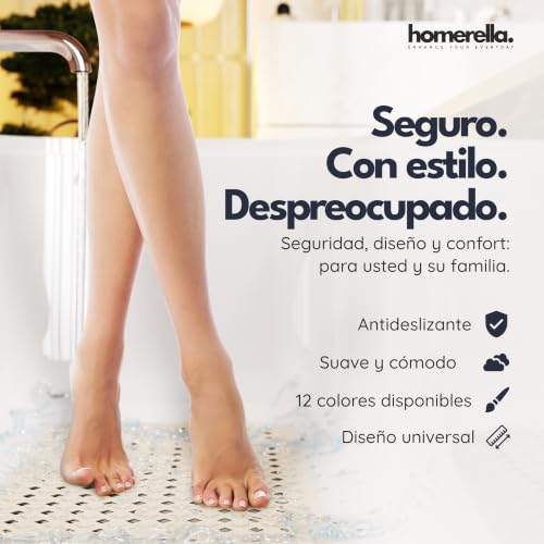 Miniatura 2 de Homerella Alfombra Bañera Antideslizante Ducha 88x39cm, Incl. Ganchos Alfombra Ducha Antideslizante Bañera Sin Bpa Alfombrilla Baño Resistente Al Moho Y Lavable A Máquina Delicada Con La Piel