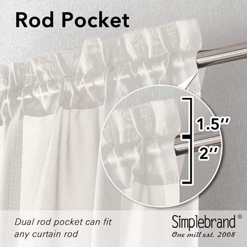 Image of Simplebrand Ivory Sheer Curtains, 72 inch Length, 2 Panels Set - Light Filtering, Rod Pocket Window Curtains for Bedroom (Ivory, 59 inch W x 72 inch L)