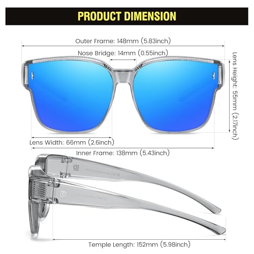 Image of DUCO Fit Over Sunglasses for Men Women Wear Over Glasses Retro Wrap Around Polarized Sun Glasses UV400 Protection DC8981