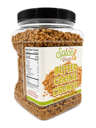 Image of Butter Cookie Crunch 1.5 lb | Buttery Cookie Crumble Dessert Topping | Ice Cream Baking Yogurt Milkshake Topping | Resealable Jar | Dasher's Spice & Beans
