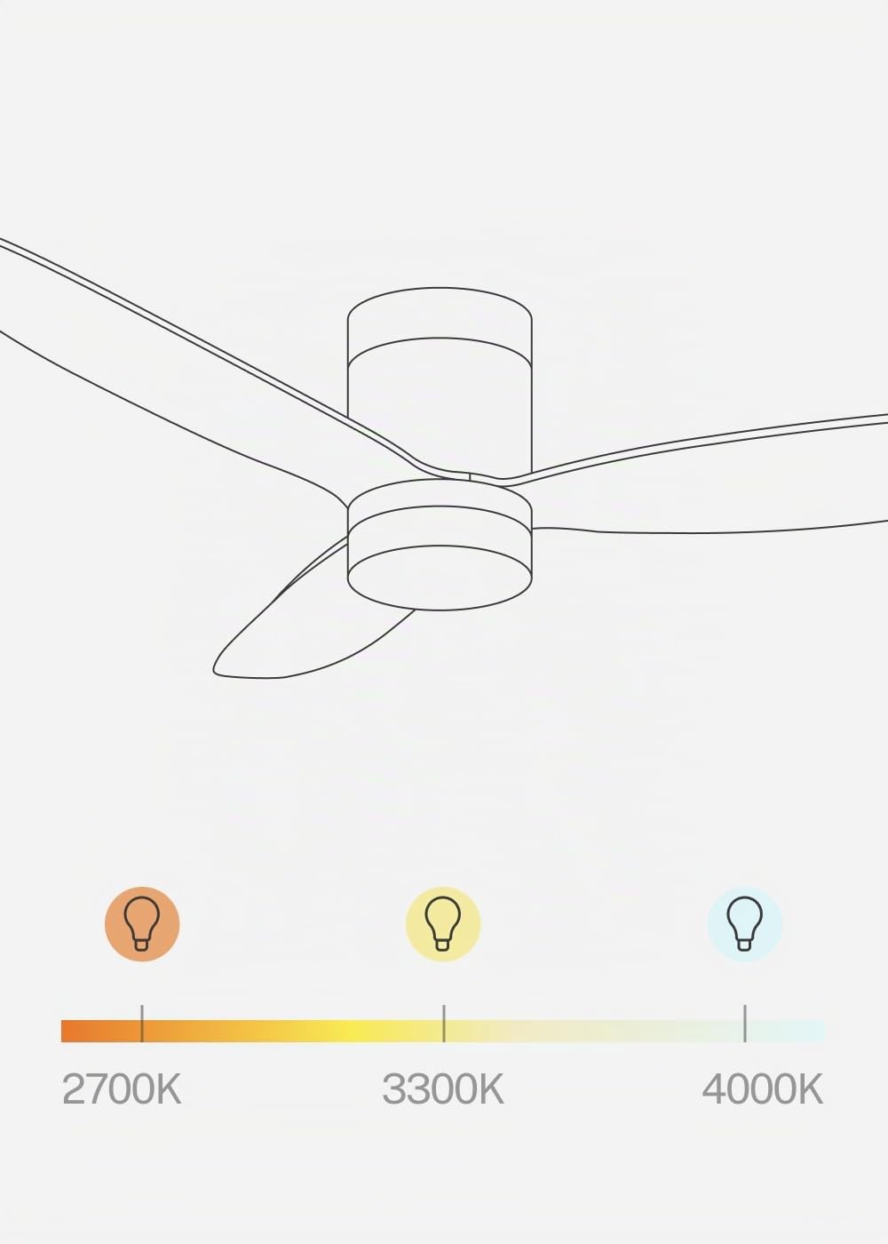 CREATE / WIND LITE/Ventilateur de plafond avec lumière en bois clair avec télécommande / 40W, Silencieux, Ø132 cm, 6 vitesses, programmable, fonction été-hiver, lumière LED 3 températures