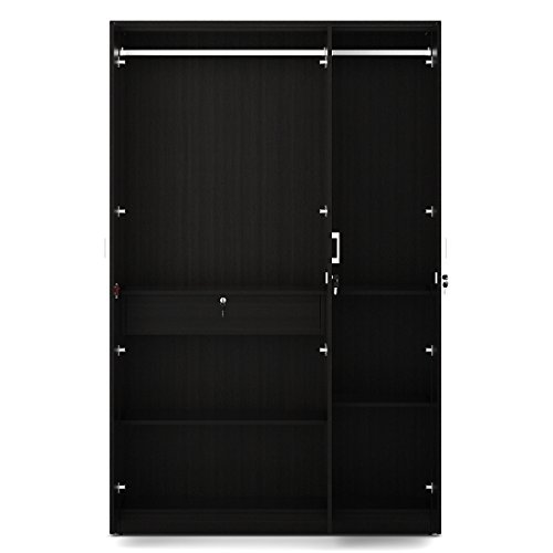 Image of Spacewood Value Wardrobe | 3 Year Warranty | Almirah, Cupboard, Almari, 3 Door Wardrobe, 1 Drawer (1 Lock Drawer) and 1 Hanging Space|Engineered Wood| Natural Wenge