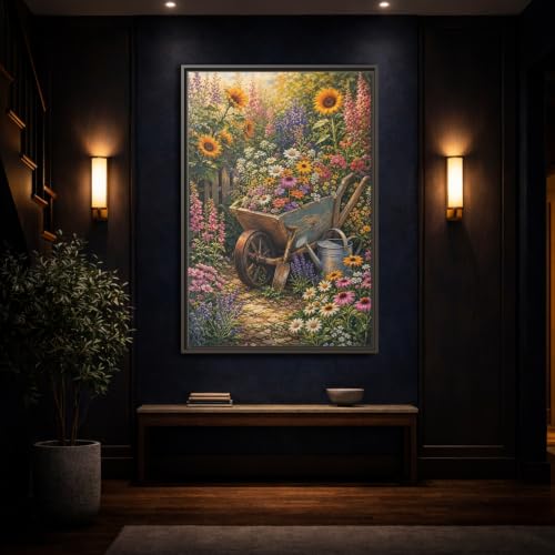 Cadre canvas fleurs traditionnelles pour décorer un grand salon