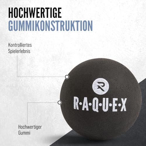 Raquex Progression Squashbälle – 4 gemischte Bälle – 4 Geschwindigkeiten pro Box – roter Punkt, Blauer Punkt, gelber Punkt, doppelter gelber Punkt, Wettbewerb genehmigt von World Squash Federation