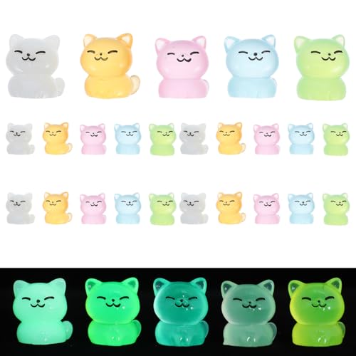 La Mejor Selección de Figuritas favoritos de las personas. 47 TOPPERFUN 30 Mini Figuras De Gatos Luminiscentes De Resina 1.02In Estatua De Gato En Miniatura para Decoración del Hogar Y Colección