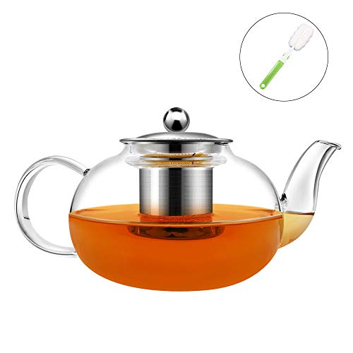 CHuangQi 1000ml Glass Teapot with Loose Leaf Tea Infuser, Glass Tea Kettle, Stovetop