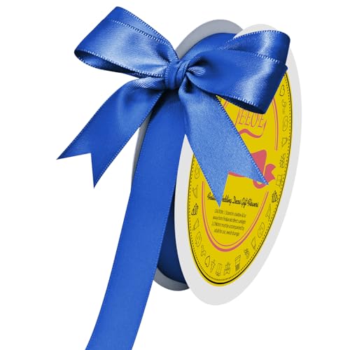 Image of Double Face Royal Blue Satin Ribbon 5 /8 inch X 50 Yards Polyester Royal Blue Ribbon for Gift Wrapping Very Suitable for Weddings Party Invitation Decorations and More