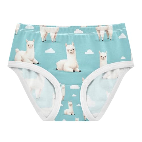 Toddler Briefs, Cute White Llamas Cotton Girls Underwear, 2T–8 Years