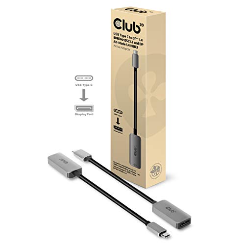 Club 3D USB Type C auf DP 1.4 8K60Hz DSC1.2 HDR HBR3 Aktiver Adapter, CAC-1567