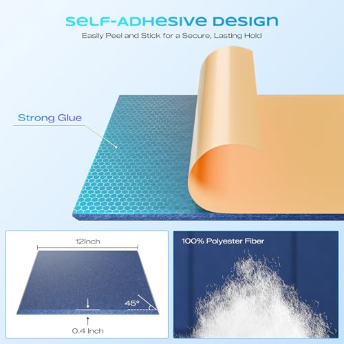 Image of 22 Pack Self-Adhesive Acoustic Panels, 12 inch X 12 inch X 0.4 inch High-Density Sound Proof Foam Panels for Walls, Soundproof Wall Panels for Home & Office (Sky Blue)