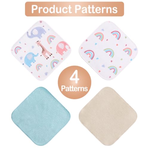 Image of Baby Washcloths, 24Pack Baby Wash Cloths Extra Soft & Ultra Absorbent, Baby Towels and Washcloths Face Towels for Unisex Boys Girls Body, Washclothes Gentle on Sensitive Skin, 9x9 Elephants & Giraffes