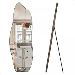 Espelho Decorativo Orgânico Flame 150x50 Com Suporte De Chão Para Sala Quarto Ou Closet (Café)