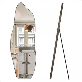 Espelho Decorativo Orgânico Flame 150x50 Com Suporte De Chão Para Sala Quarto Ou Closet (Café)
