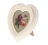 Shabby Chic Look patiniert Bilderrahmen, im Vintage-Stil, in Herzform, Creme