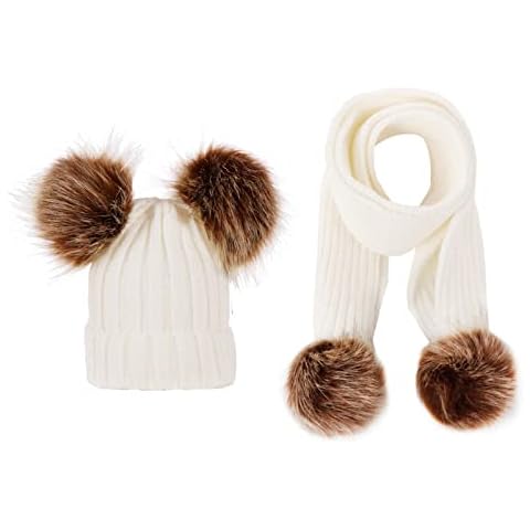 nvtuuer Baby Children's Winter Thick Beanie Hat Scarf Set Slouchy Warm Knit Cap, One Size, Baby Children's Winter Hat Boys Girls Knitted Warm Hat with Scarf Set, E, 2 Years Cover