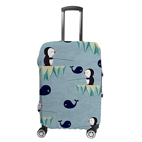 Housse de bagages lavable et extensible motif baleine mer et iceberg