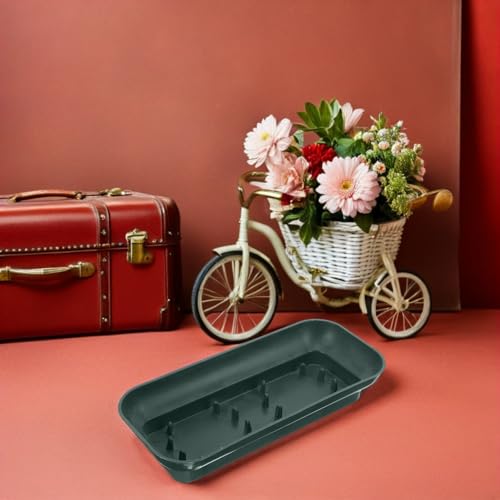 Soporte de flores de plástico rectangular verde SHOWERORO con agujas para centros de mesa 7