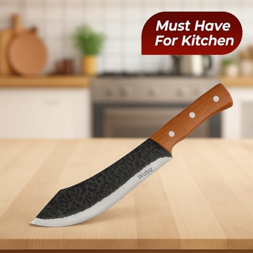 Image of Wizbiz 7 Inch Blade Meat Cleaver Knife for Kitchen Heavy Duty Meat Knife Butcher Cleaver Chopper for Cutting Mutton, Chicken, Bones Vegetable - Kitchen Cutting Tool