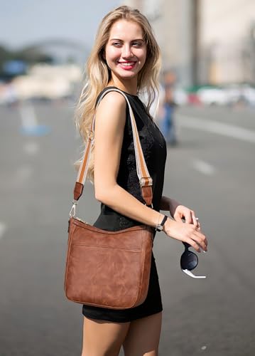 Image of Leather Crossbody Purse for Women Crossbody Bag for Daily Travel | Trendy Vegan Leather Medium Crossbody Purse with Adjustable Strap Women's Hobo Shoulder Handbags for Work