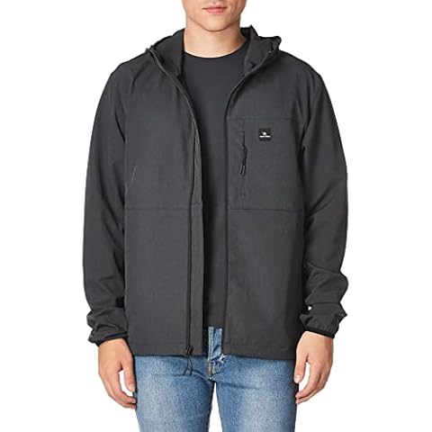 Rip Curl Men's Elite Anti Series Hooded Wind Breaker, Water Repellent Jacket, Black, X-Large Cover
