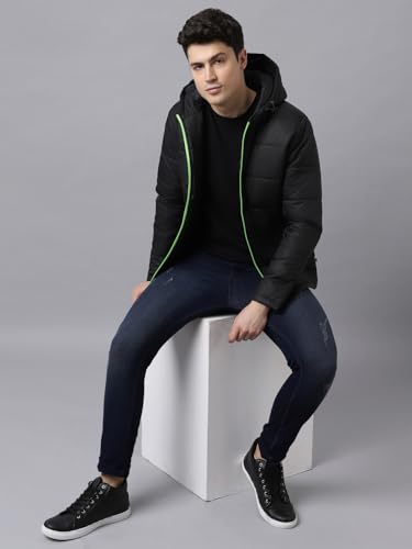 Image of Urbano Fashion Men's Full Sleeve Zippered Hooded Neck Puffer Jacket