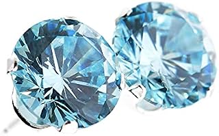 pewterhooter® Women's London Collection - Stud Earrings  925 Sterling Silver with sparkling Aquamarine Crystal  Gift Box