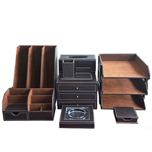 Preisvergleich Produktbild Leder-Stifthalter, Desktop-Aufbewahrungsbox, Multifunktions-Schreibwaren, Mode, Bürobedarf, Werbegeschenke, Anzüge (Color : Coffee color, Edition : B2)