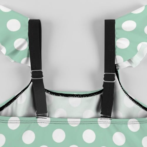 Image of Girls One Piece Swimsuit Polka Dots Ruffles Swimwear Bathing Suits 3-12 Years