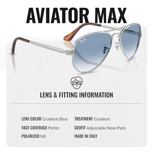 Image of Ray-Ban RB3925 AVIATOR MAX Pilot Shaped Sunglasses for Men & Women with Official RAYBAN Eyewear Kit - Classic Timeless Design
