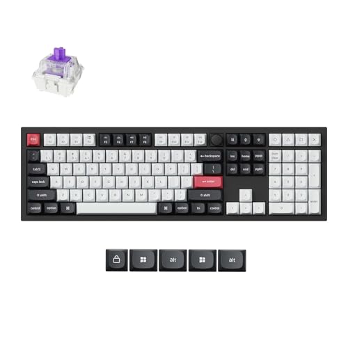 Keychron Q6 HE Wireless Custom Mechanical 100% Full Keyboard, 2.4 GHz/Bluetooth/Wired QMK Rapid Trigger Hot-Swappable Programmable Gateron Double-Rail Magnetic Switches for Mac Windows, Carbon Black