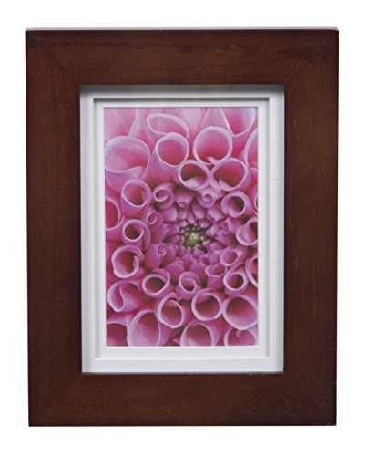 Gallery Solutions Wall Mount Double Mat Picture Frame, 4" x 6" With Mat or 5" x 7" Without Mat, Walnut,17FW1477